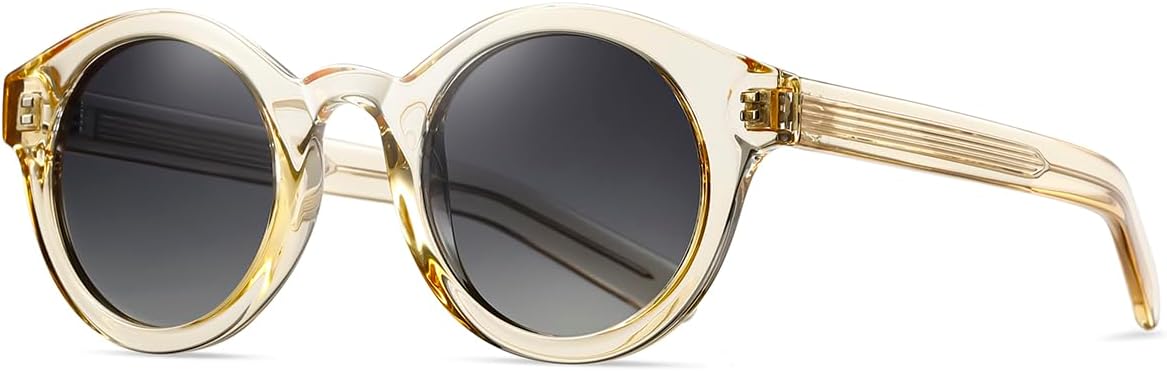 

Солнцезащитные очки унисекс в круглой оправе, ретро, ​​для женщин и мужчин, с защитой от УФ-излучения UV400, ацетатные дужки, винтажные поляризованные солнцезащитные очки weiyuchen, Yellow With Grey