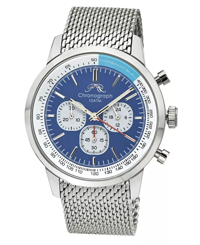 

Серебристые мужские часы Simon Stainless Steel Chronograph с синим циферблатом 1321CSIS Porsamo Bleu, серебряный
