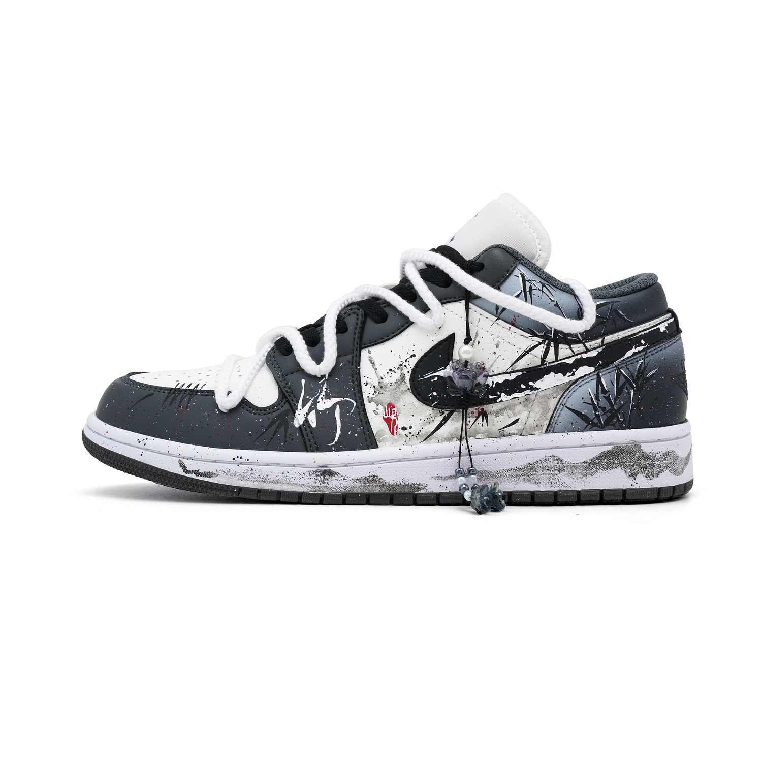 

Кроссовки Air 1 Ink Bamboo низкие винтажные баскетбольные unisex черные белые серые Jordan, темно-серый