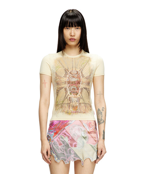 

Футболка женская удлиненная, бренд Diesel, цвет светло-коричневый