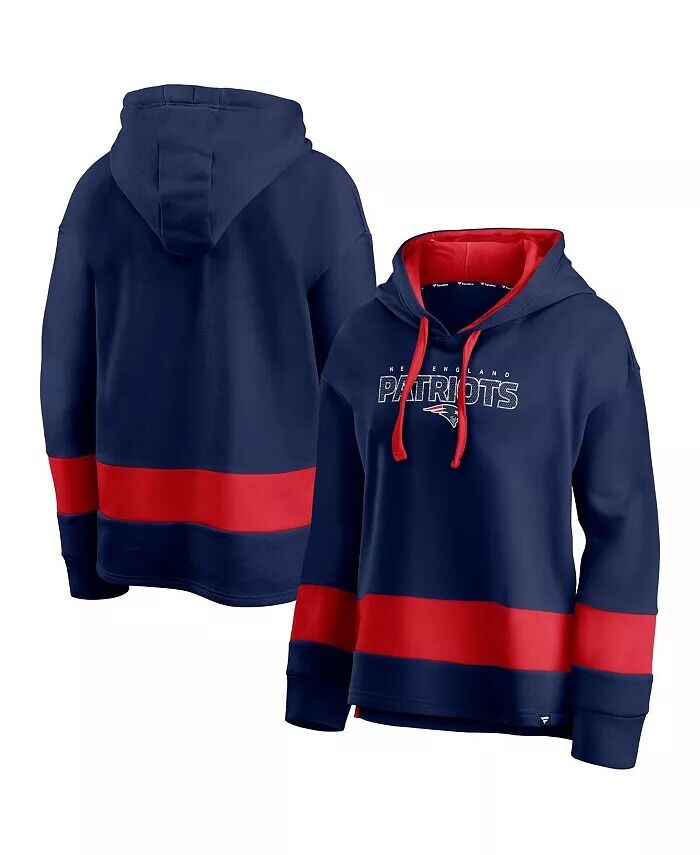 

Женский пуловер с капюшоном темно-синего и красного цвета New England Patriots Colors of Pride с цветными блоками Fanatics