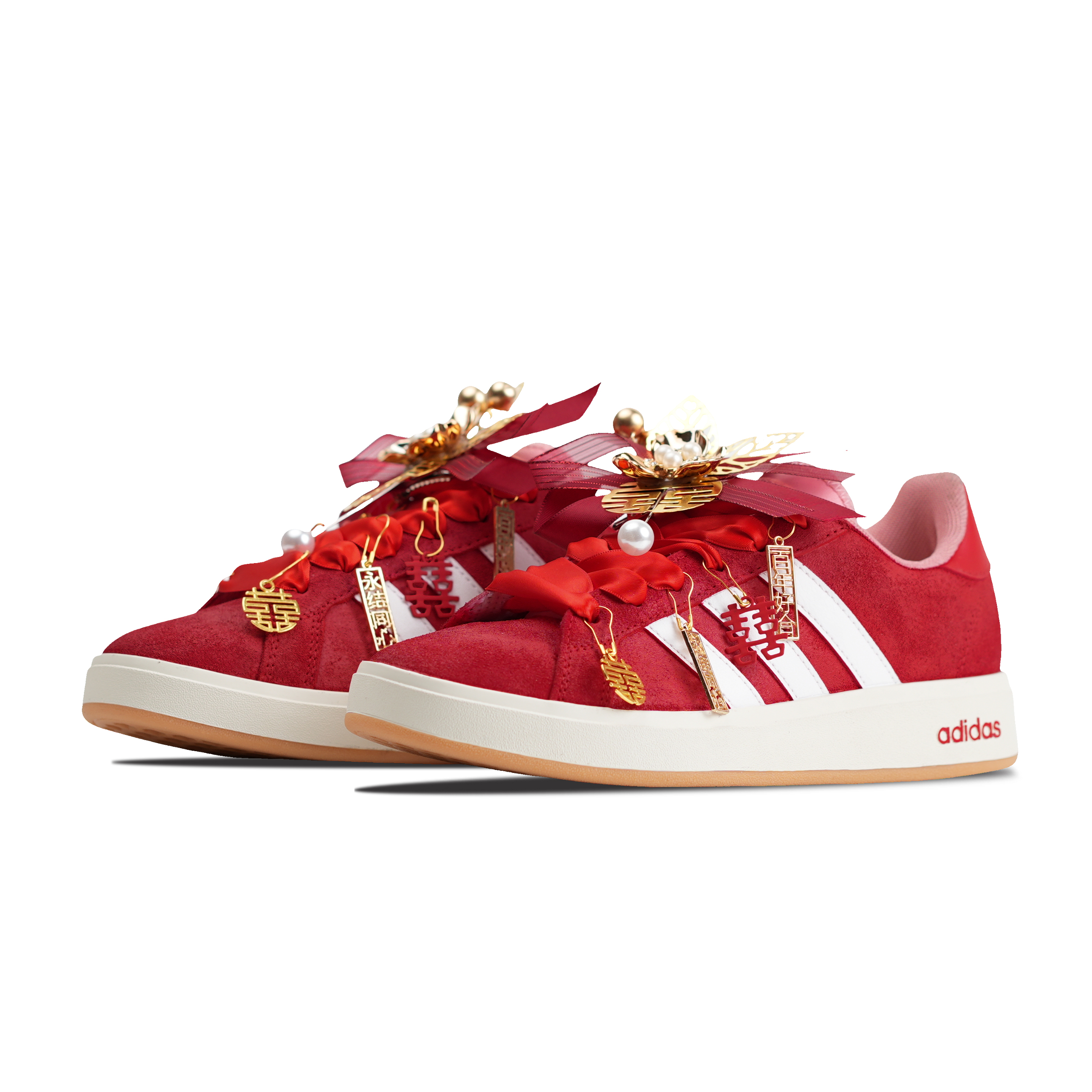Adidas Grand Court Base 00s Love Forever устойчивые к истиранию и скольжению низкие кроссовки для скейтбординга unisex red — фото 4