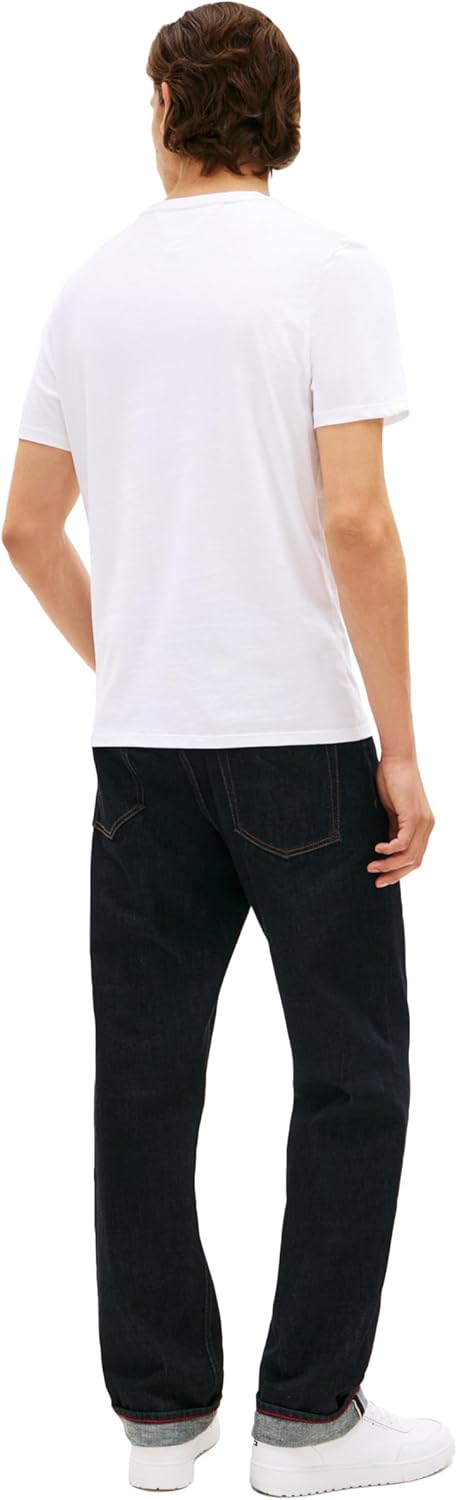 Мужская футболка Tommy Hilfiger Essential из хлопка с коротким рукавом, круглым вырезом и карманом, Bright White — фото 4