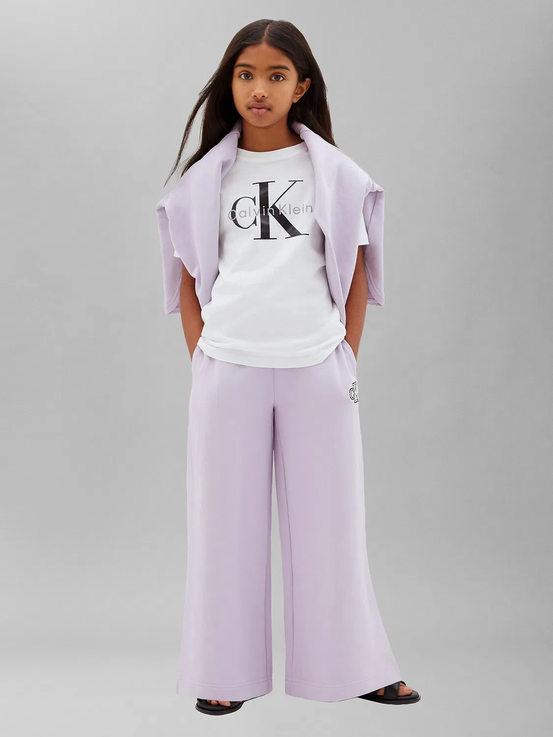 Широкие брюки Calvin Klein Jeans сиреневого цвета — фото 3