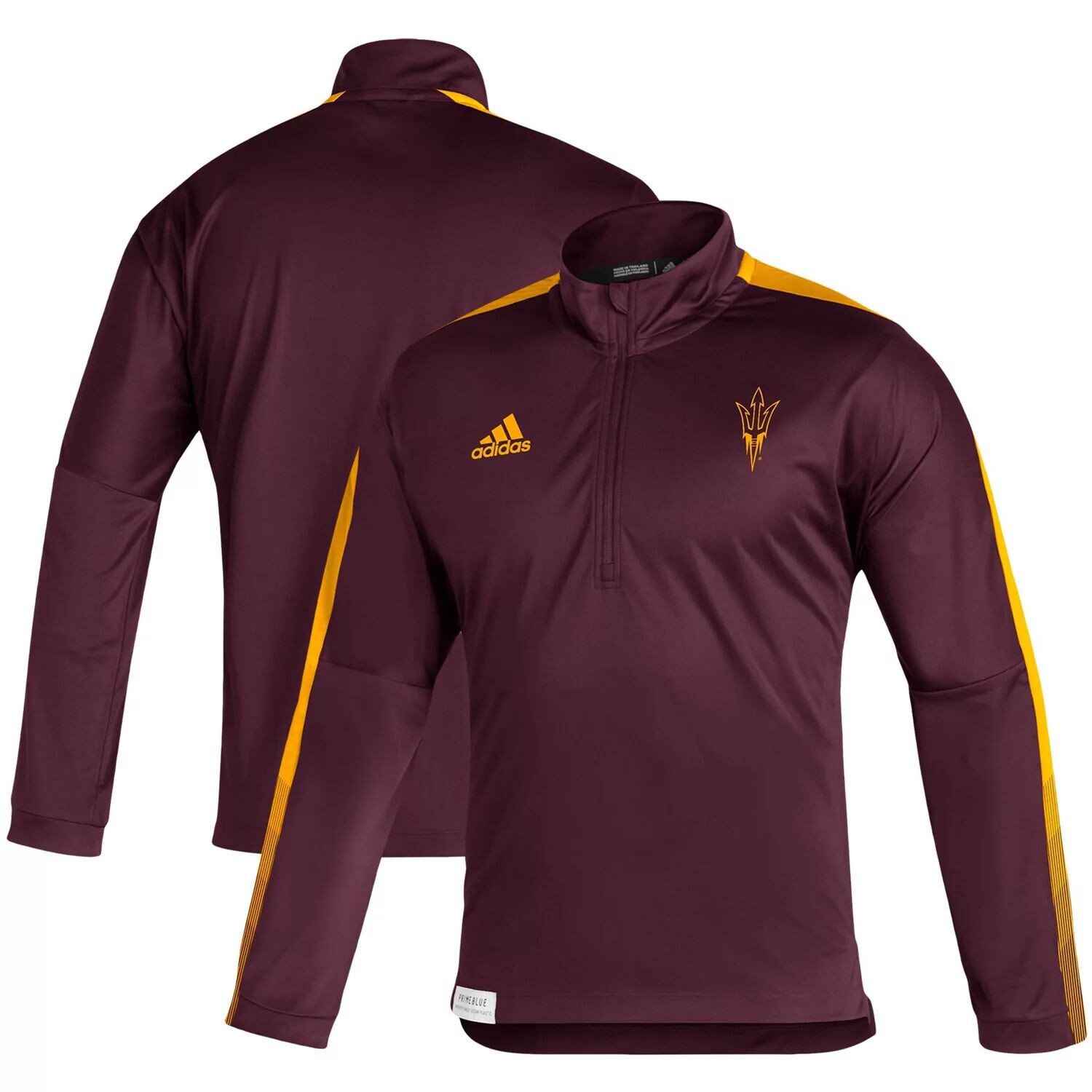 

Мужская темно-бордовая куртка Arizona State Sun Devils 2021 Sideline Primeblue с молнией на четверть adidas, Красный, Мужская темно-бордовая куртка Arizona State Sun Devils 2021 Sideline Primeblue с молнией на четверть adidas