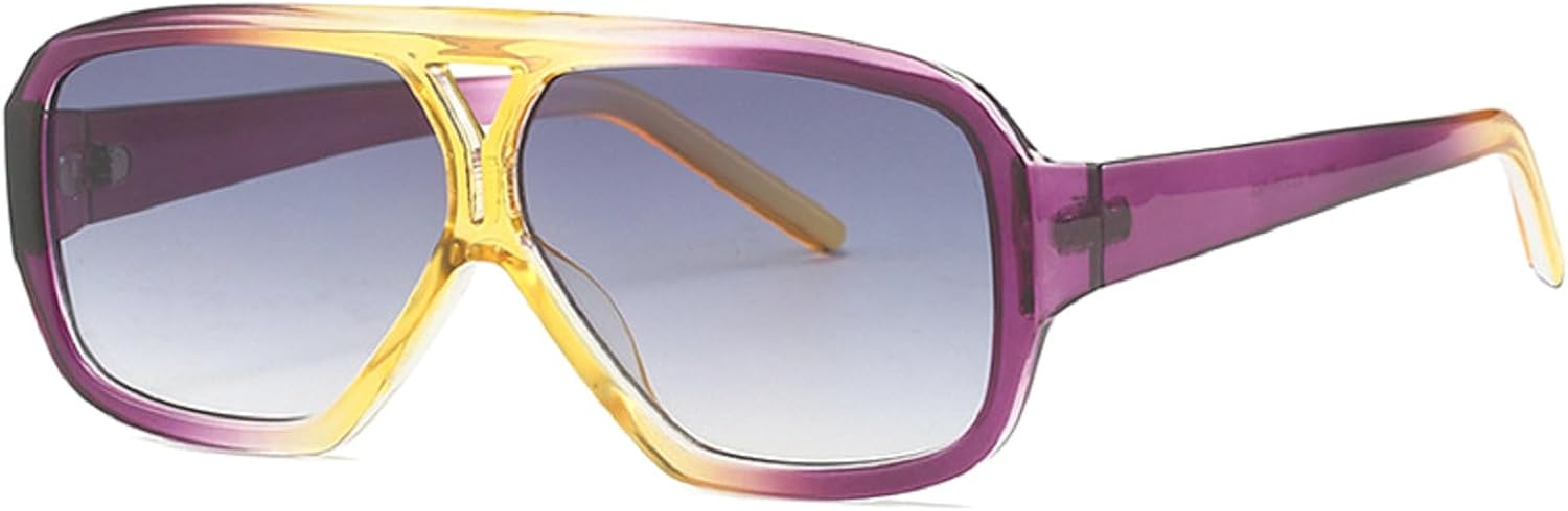 

Модные дизайнерские солнцезащитные очки-пилот в стиле 90-х для женщин и мужчин, квадратная оправа, толстая рамка, двойная перемычка, защита от УФ-излучения UV400 mincl, Purple