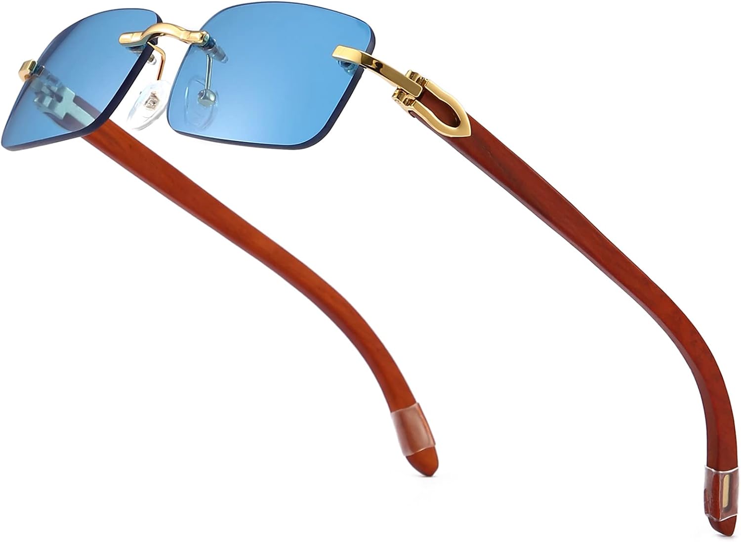 

Солнцезащитные очки Dollger без оправы, прямоугольной формы, для мужчин и женщин, в стиле хип-хоп, деревянные, маленькие квадратные, без оправы, 70-е и 90-е годы, B6:natural Wood Legs-gold/Blue