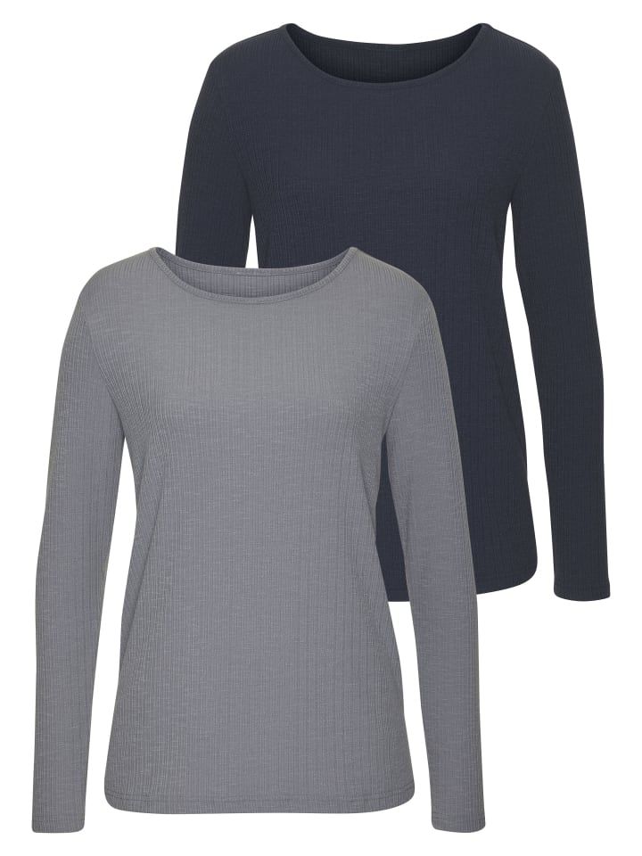 

Рубашка с длинным рукавом темно-синего и серо-голубого цветов Vivance