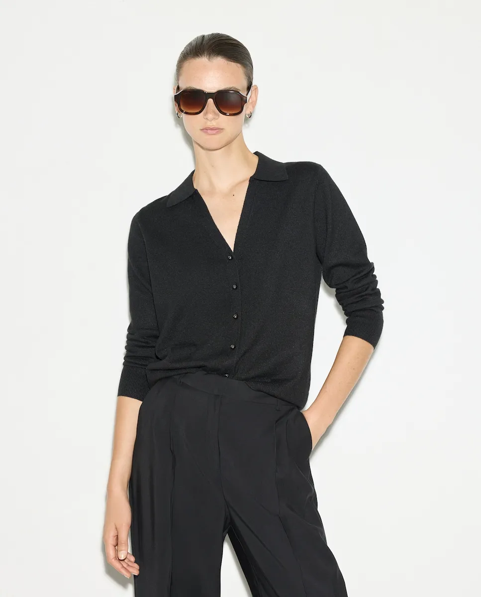 

Женский приталенный джемпер с воротником-поло Woman El Corte Inglés, черный