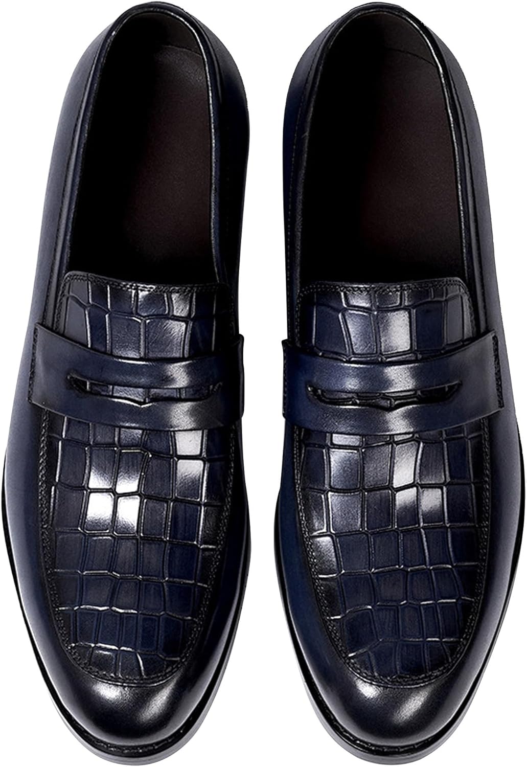 

Мужские слипоны Santimon, классические туфли из натуральной кожи с крылом на носке, мокасины для бизнеса и повседневной носки, для выпускных, свадеб, с отделкой в виде пенни-лоаферов, удобные модные туфли под смокинг для мужчин, темно-синий