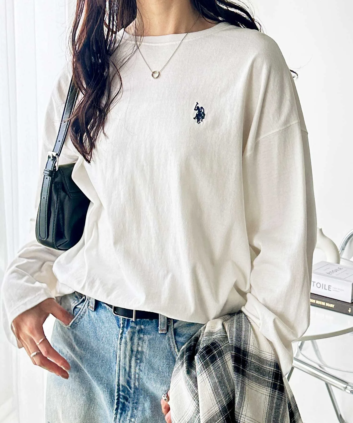 Унисекс футболка оверсайз с вышивкой U.S. POLO ASSN. GeeRA белая — фото 3