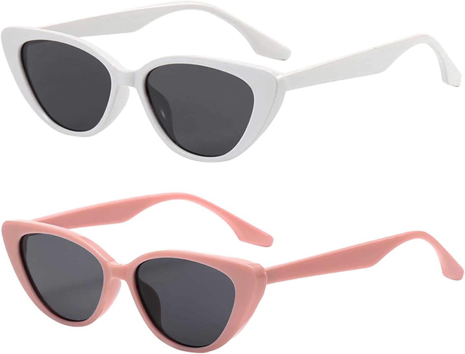 

Ретро-солнцезащитные очки «кошачий глаз» (2 шт.) для женщин — стильные очки для вечеринок и уличной фотосессии, модные, с защитой от УФ-излучения UV400, розовая и белая оправа LADYPONYCSC