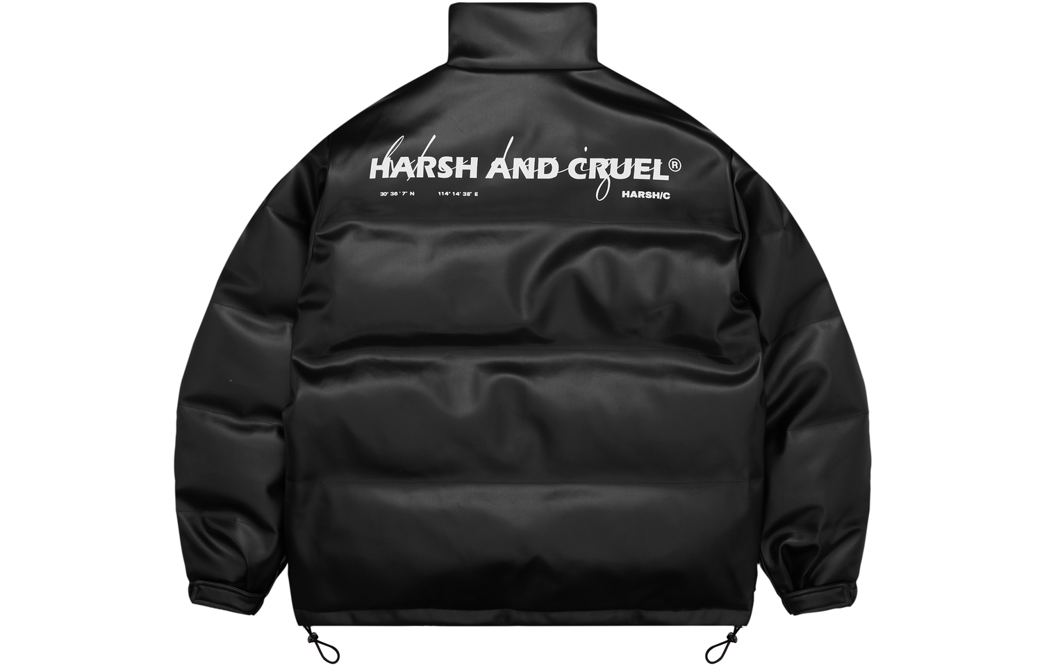 

Стойка воротника Свободный крой Утепленная Пуховая Куртка Унисекс Черный HARSH AND CRUEL