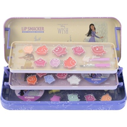 

Lip Smacker Wish Трехуровневая баночка для красоты Набор для макияжа в стиле Диснея с блесками для губ Мерцающие кремы Косметические аксессуары и наклейки Подарки принцессам для детей