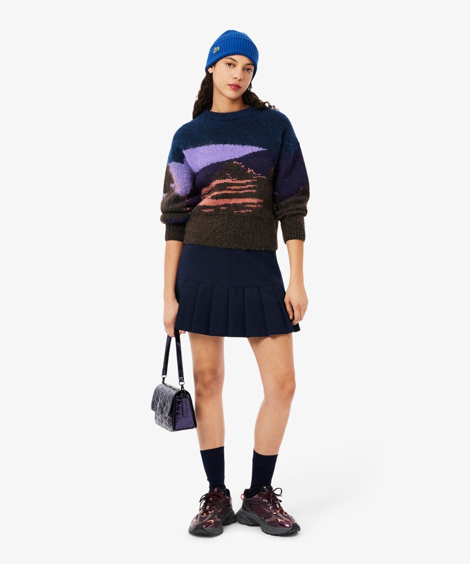 Вязаный свитер LACOSTE с жаккардовым узором, коричневый — фото 3