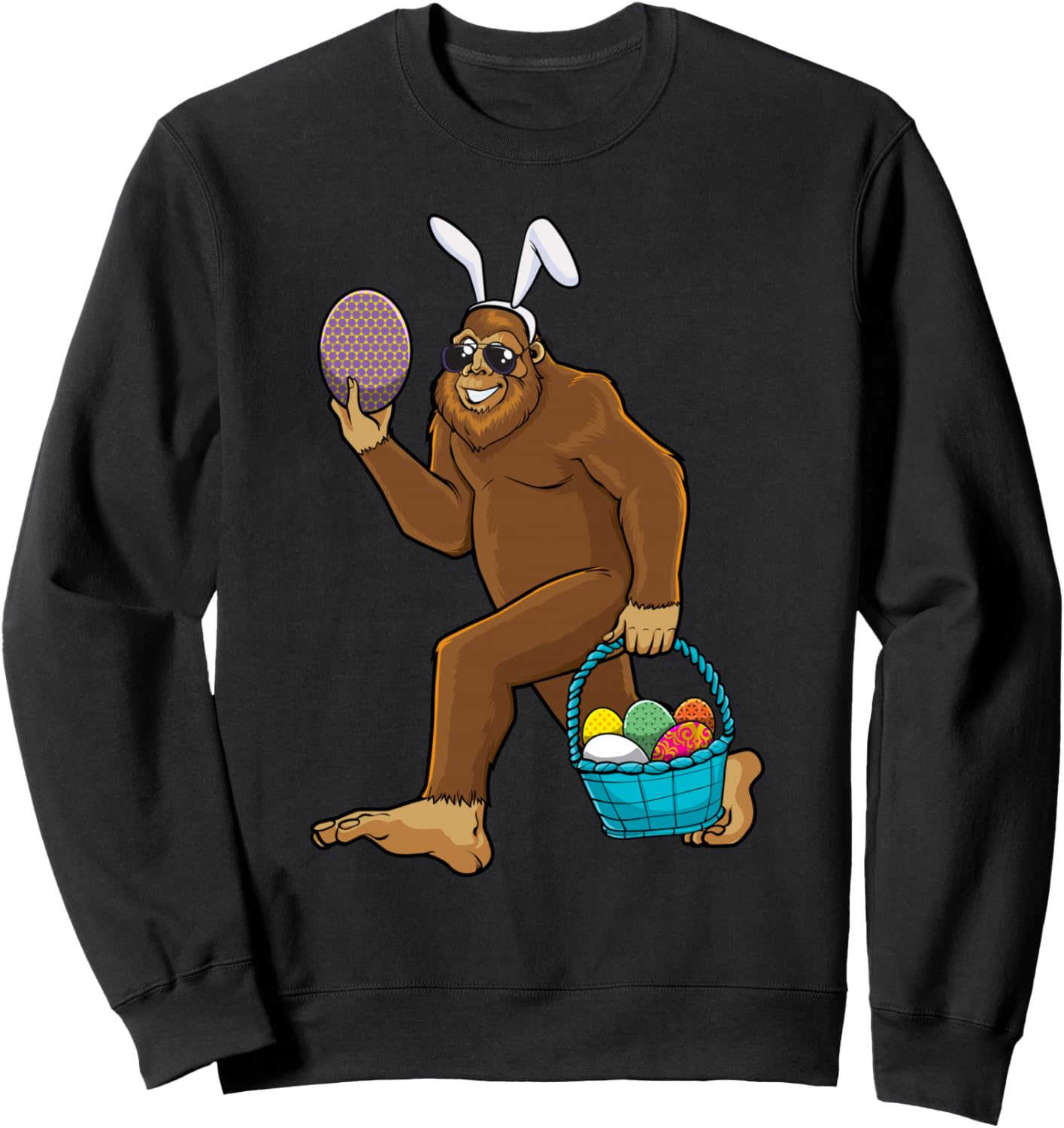 

Толстовка с пасхальным костюмом Бигфута, несущего яйцо, для любителей Сасквоча Funny Easter Day Men Women Boys Girls Gift Store, черный