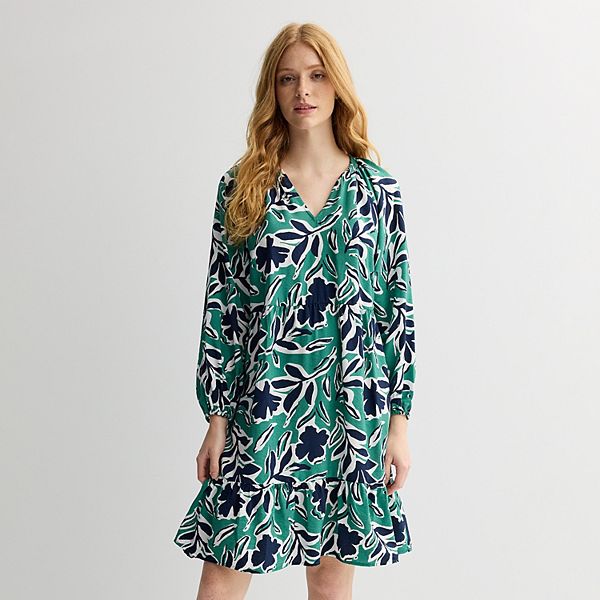 

Женское платье с длинным рукавом и V-образным вырезом Sonoma Goods For Life, Green Big Floral