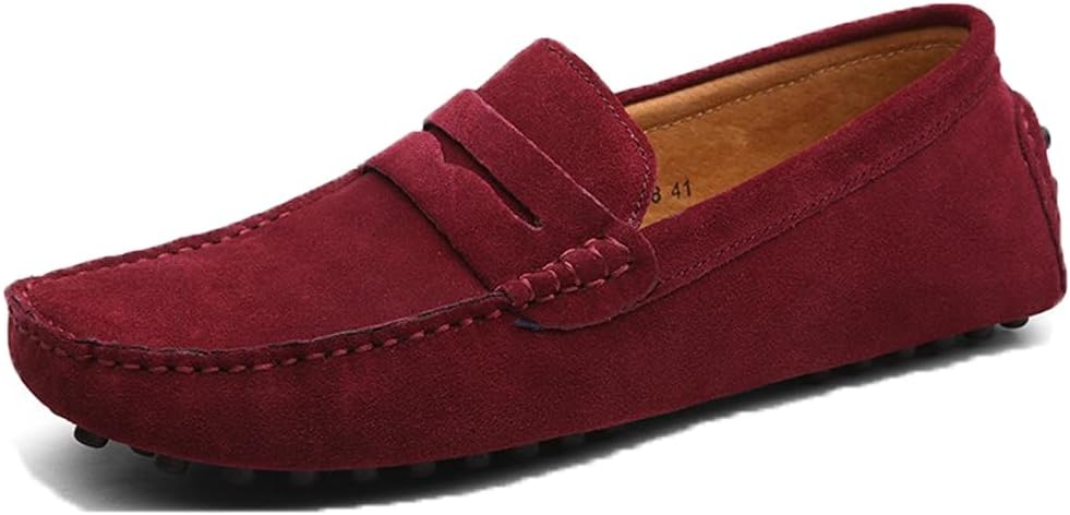 

Мужские замшевые мокасины HARGLESMAN для вождения, слипоны, лодочные туфли, бордовый