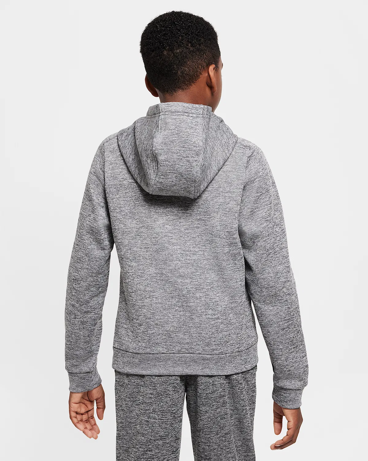 Детская худи Nike Therma-FIT Big Kids' Multi Stain Repel, Dark Grey/Photon Dust/Heather/White — фото 2