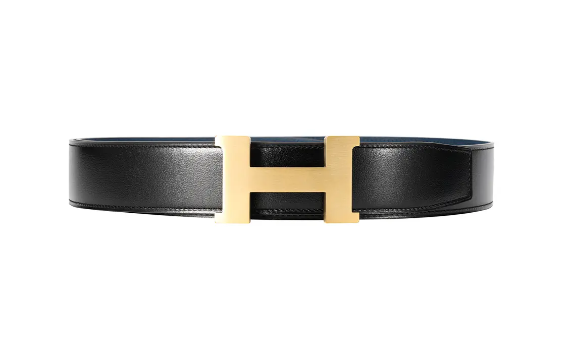 

HERMES Кожаный ремень мужской черный тёмно-синий, Black/Dark Blue