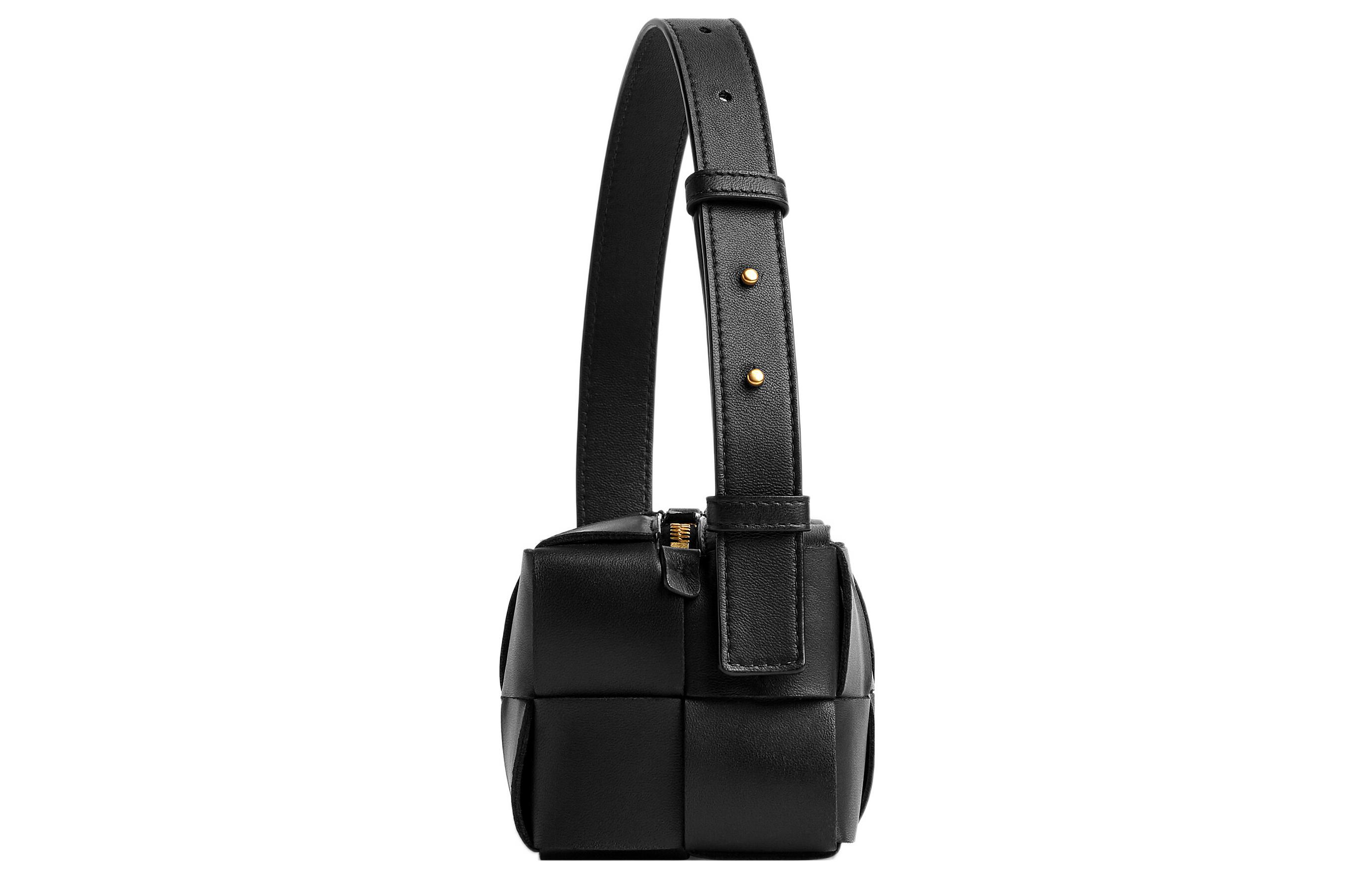 Bottega Veneta Кирпич Сумка через плечо Кассета Маленькая Интреччо Черный — фото 2
