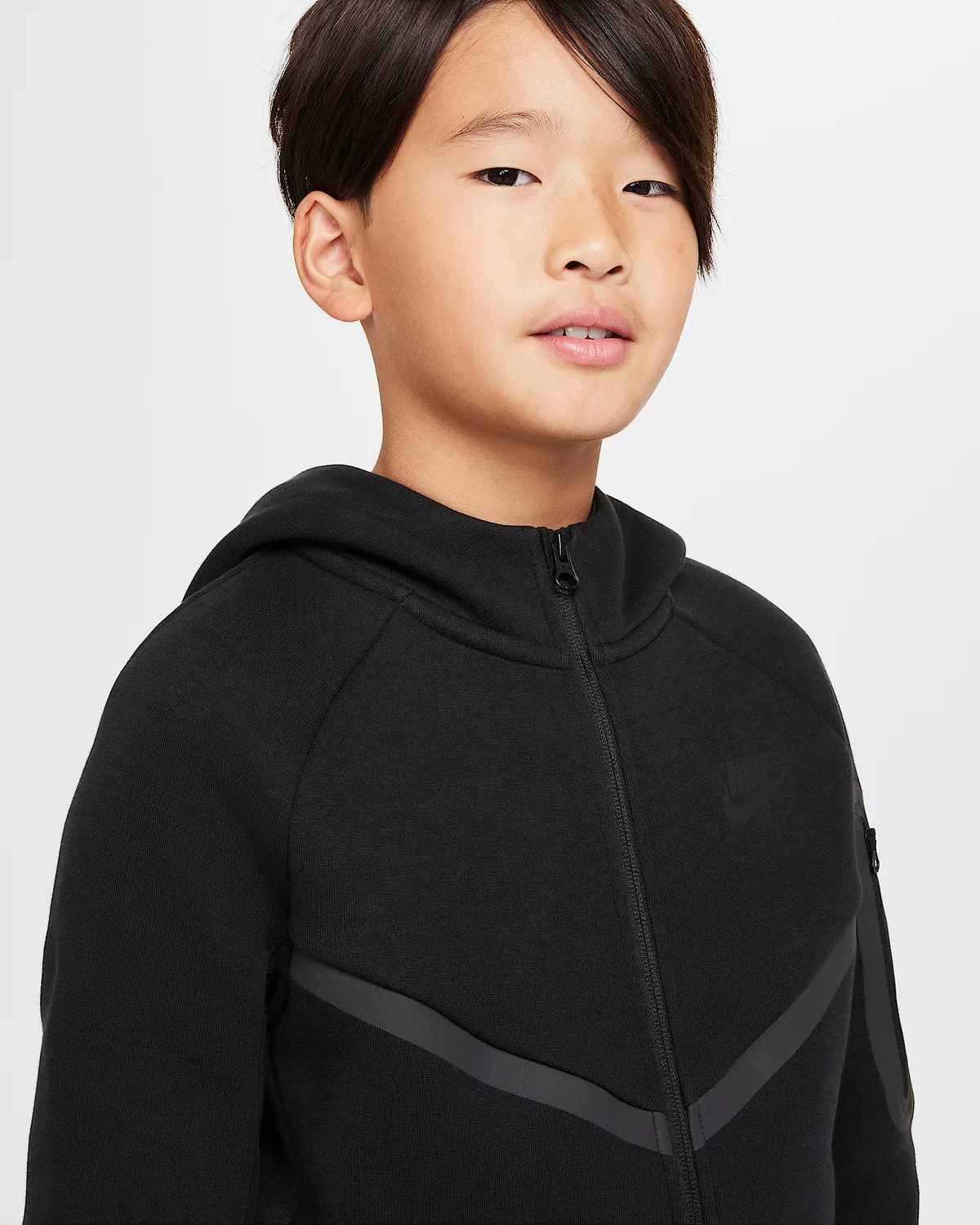 Детская худи Nike Sportswear Tech Fleece на молнии, Black/Black/Black/Black — фото 3