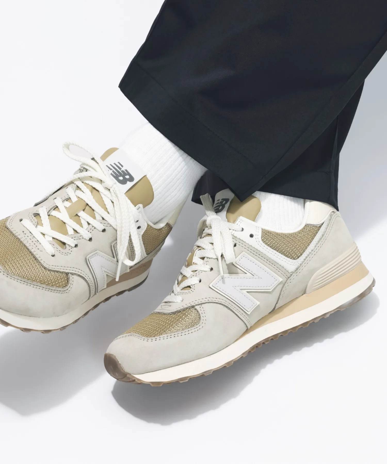 Унисекс кроссовки из натуральной кожи New Balance 574 коричневые