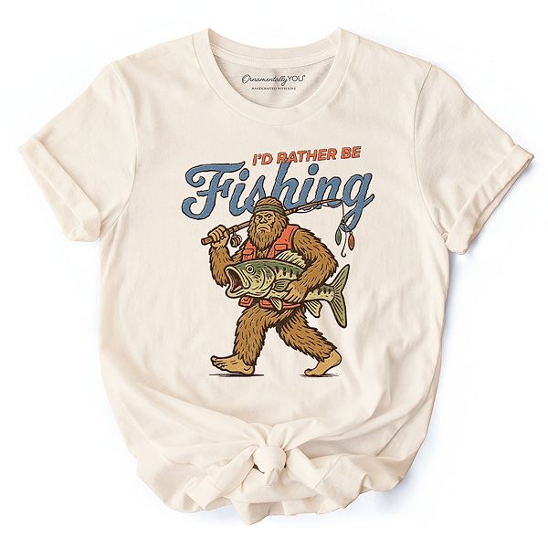 

Футболка I’D rather be fishing bigfoot, смешная с сасквочем Ornamentallyyou, Natural