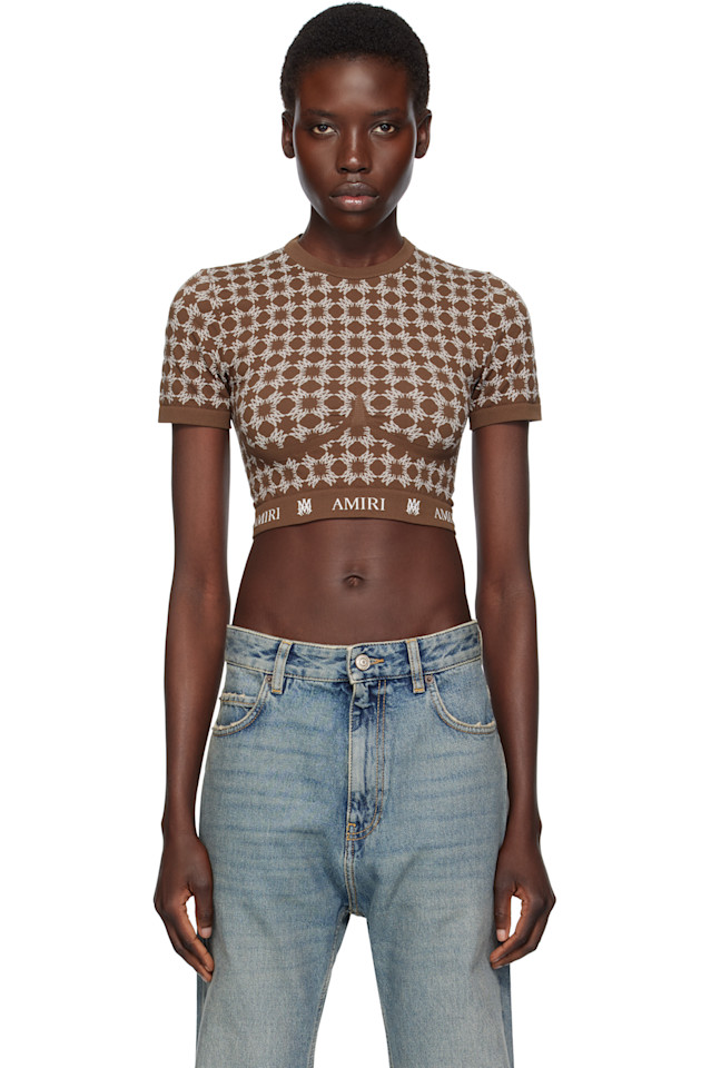 

Спортивный топ с коротким рукавом Ma quad seamless Amiri, коричневый