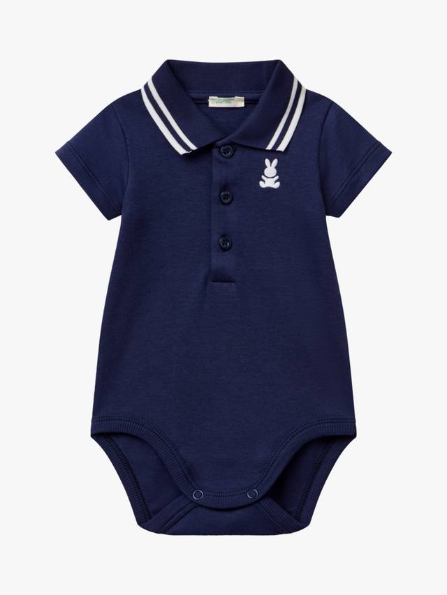 

Боди-поло с детским логотипом на шее Benetton, цвет Night Blue