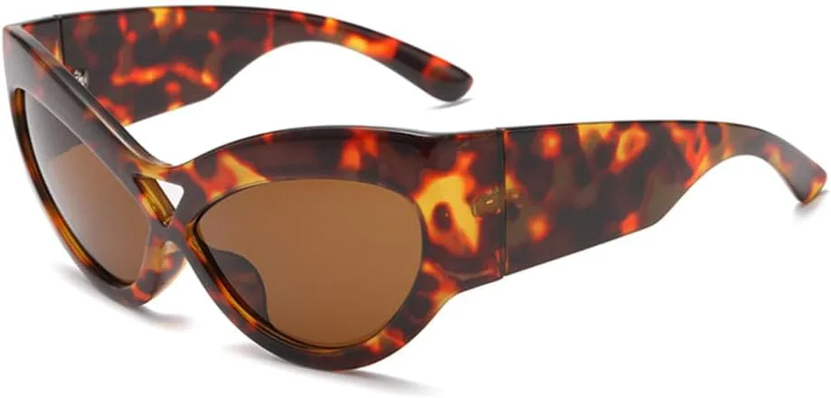 

Солнцезащитные очки «кошачий глаз» в крупной оправе, модные, в стиле ретро, ​​с защитой от УФ-излучения UV400 и большими зеркальными дужками LVTFCO, Hawksbill Brown