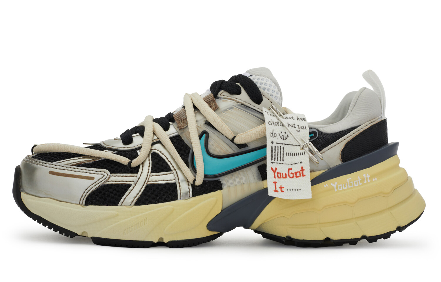 

Nike V2K Run Кроссовки унисекс, Black, silver, blue, yellow