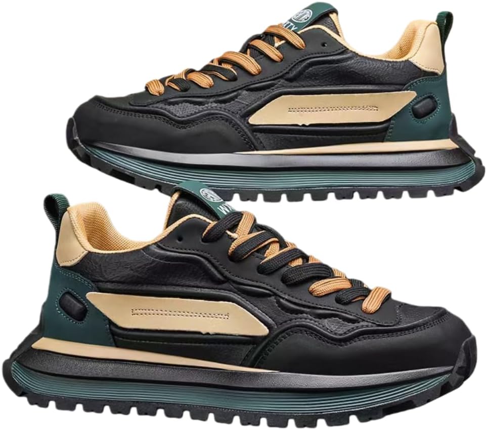 

Мужские кроссовки на платформе с цветными блоками, удобные и стильные, для прогулок на улице, бега и кемпинга, на все сезоны, шнуровка Hhhchpm, черный