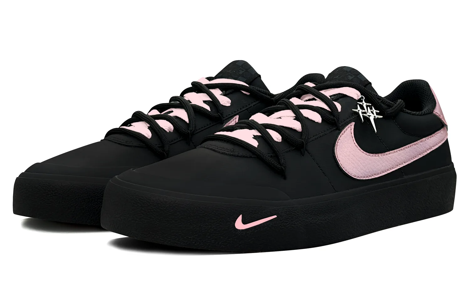 Nike Кроссовки для скейтбординга Court Shot мужские низкие черные/розовые — фото 4