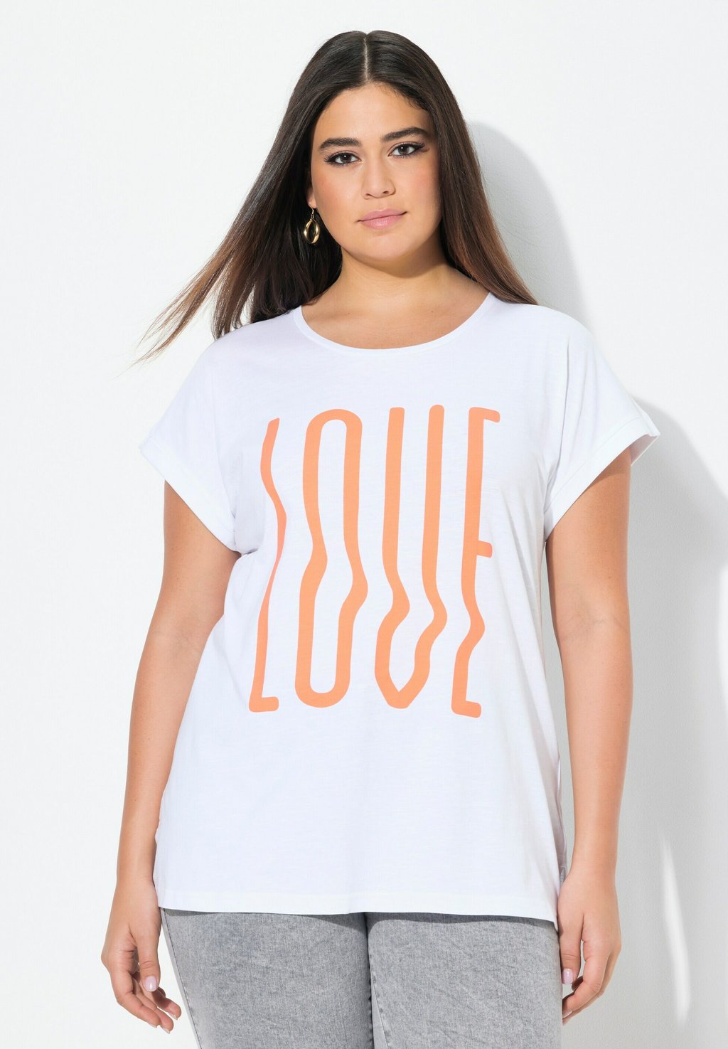 

Футболка с принтом LOVE SHORT SLEEVE GRAPHIC Ulla Popken, белый