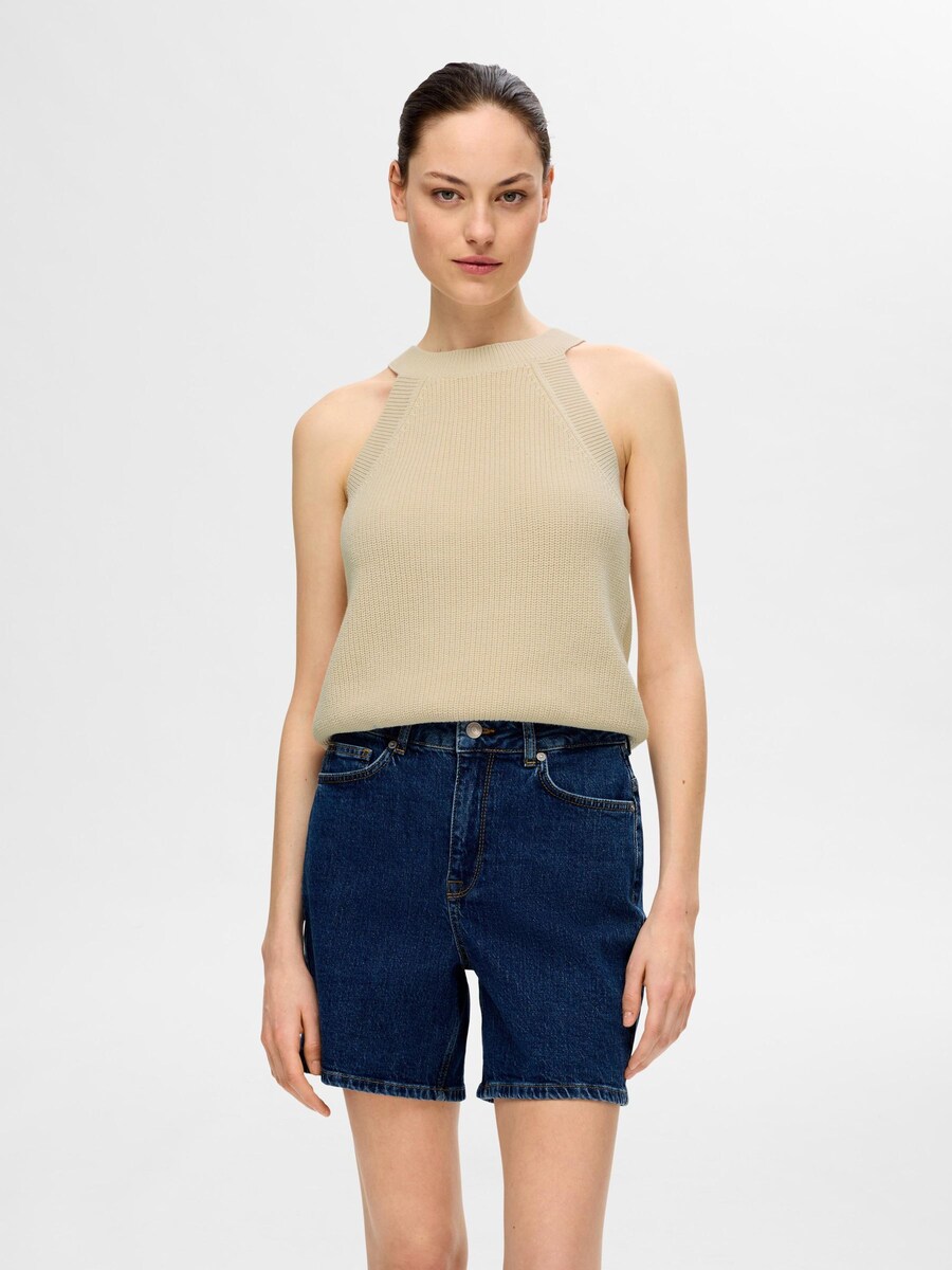 

Вязаный топ SELECTED FEMME Knitted Top, бежевый