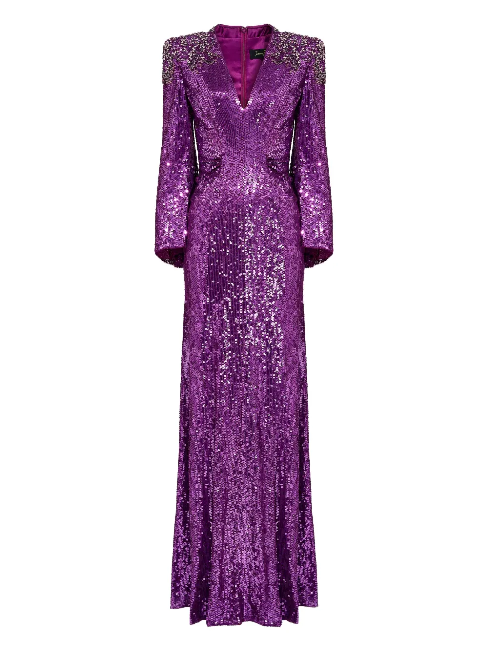 

Платье макси с V-образным вырезом и пайетками Jenny Packham, фиолетовый