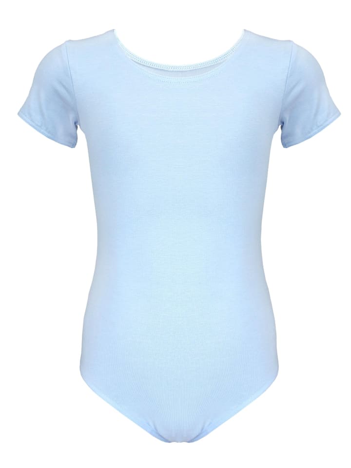 

Aquarti Детский балетный купальник с короткими рукавами, однотонный, светло-голубого цвета