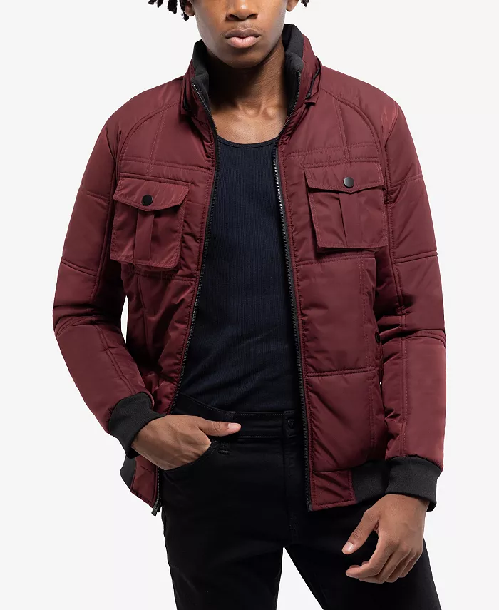 

Мужская утепленная куртка с капюшоном и накладными карманами на груди Xray, красный