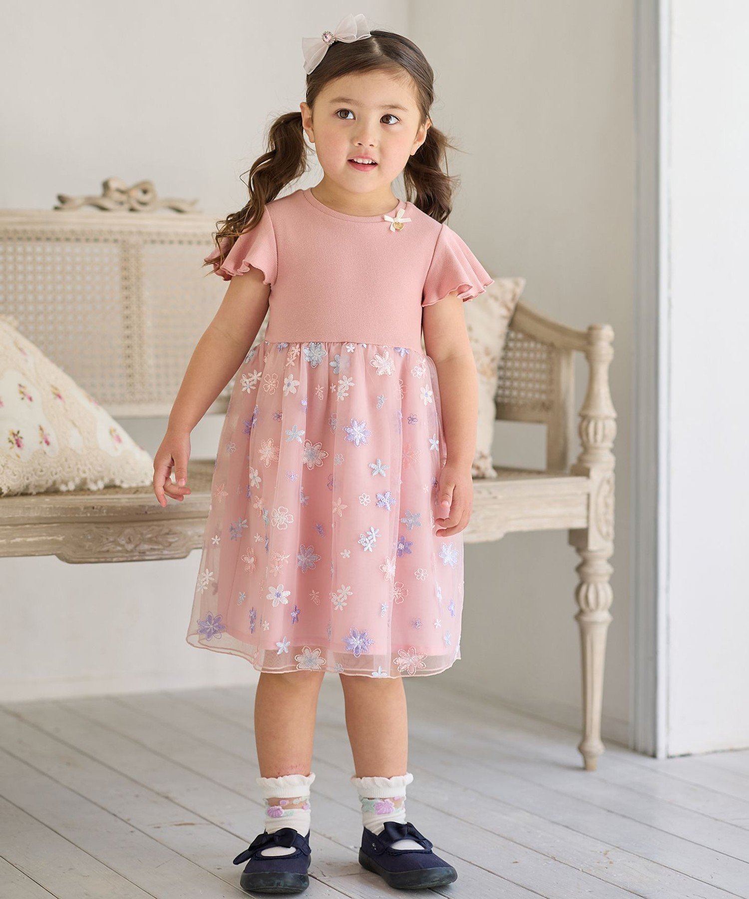 Платье из вышитого тюля ANY KIDS, Pink [012] — фото 4