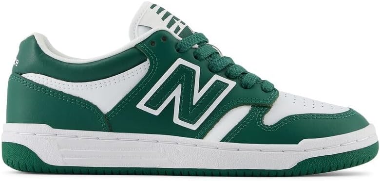 Детские кроссовки New Balance 480 V1 на шнуровке (унисекс), белый/зеленый — фото 3