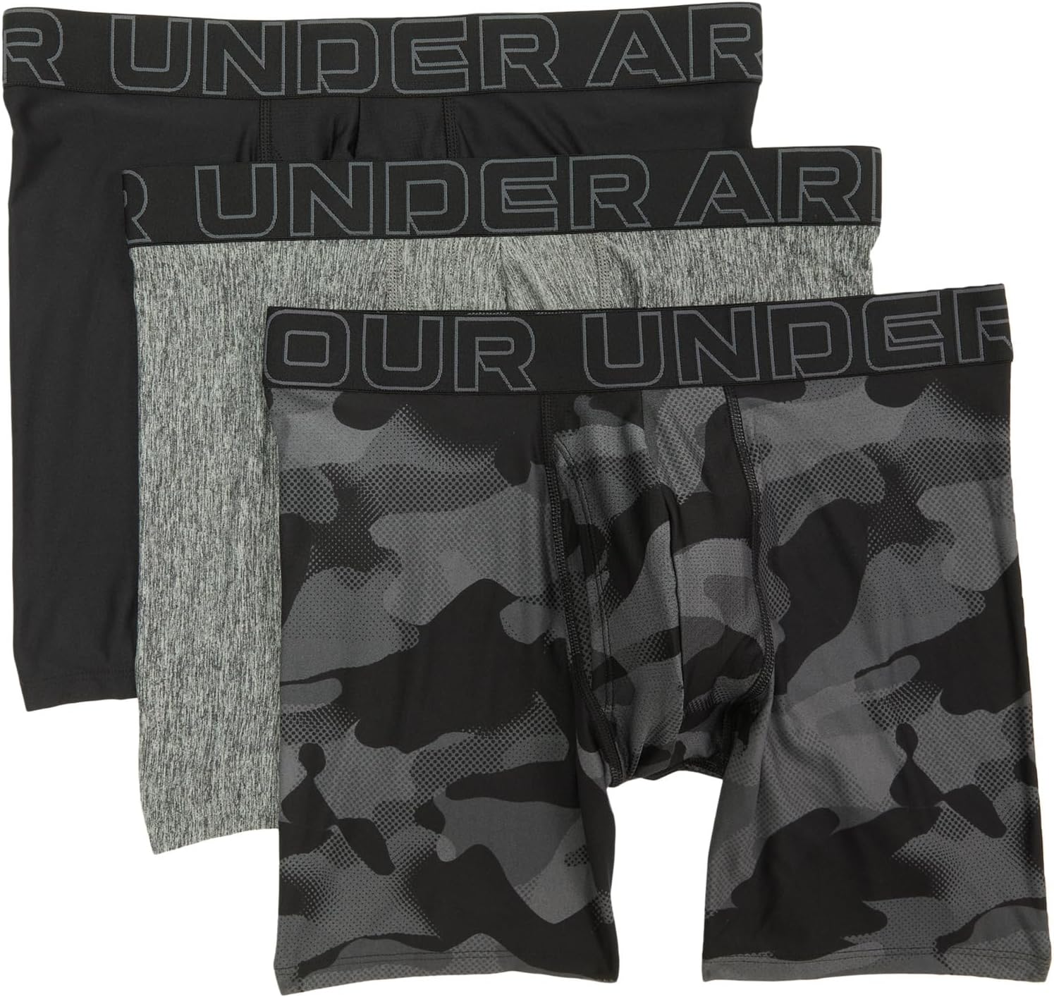 

Боксеры Under Armour 3-pack Performance Tech Print 6” Boxer Briefs, черный