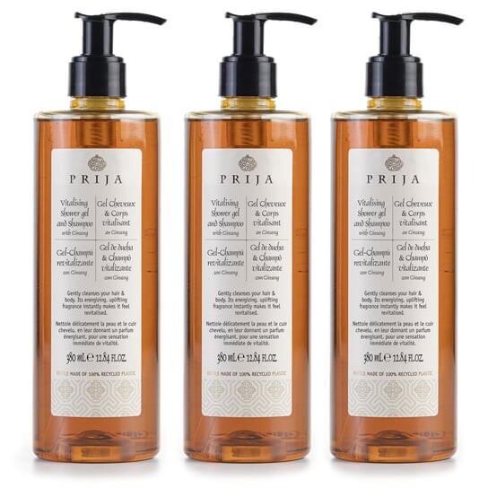 

Шампунь с женьшенем и жидкий гель для душа 2 в 1, 3x380 мл Prija