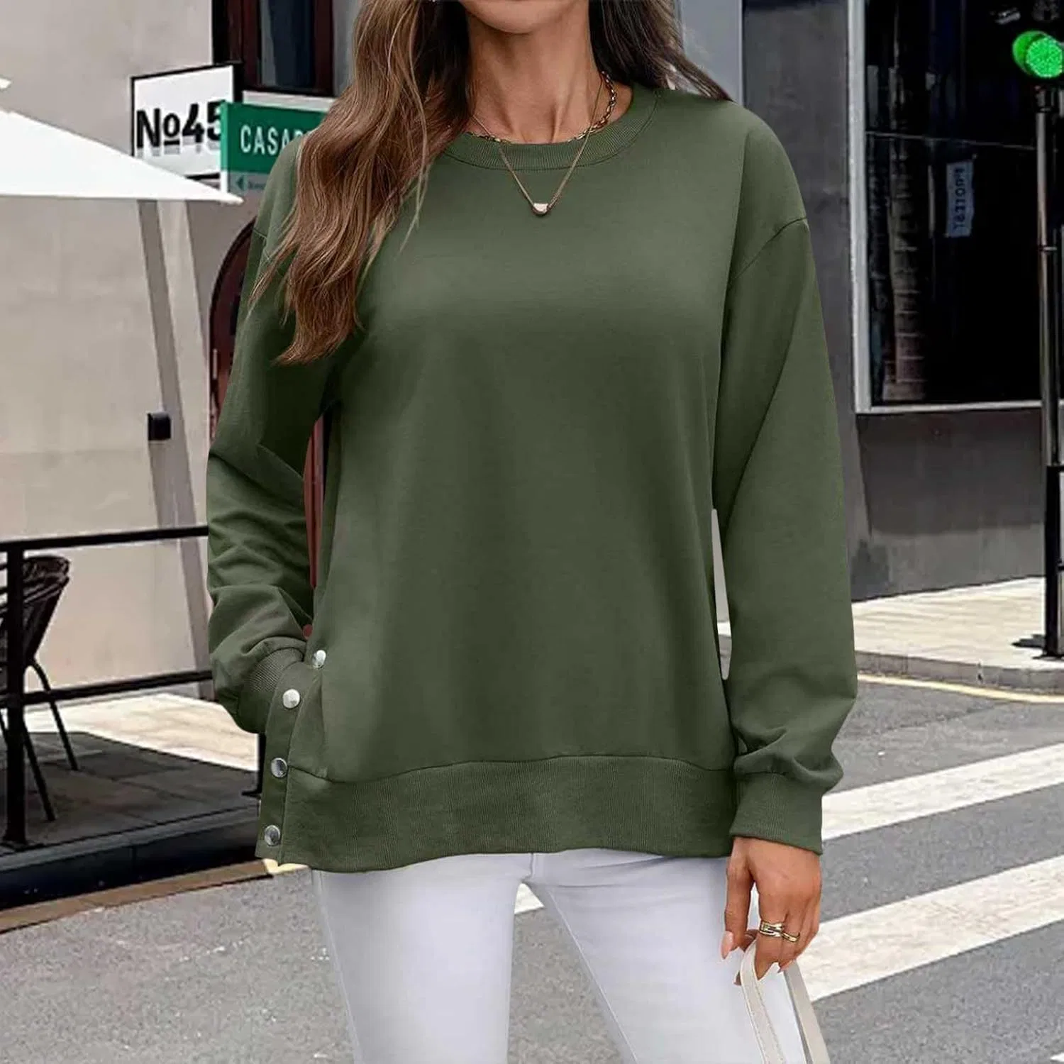 Блуза, повседневная, Women's Sweatshirt, армейский зеленый — фото 2