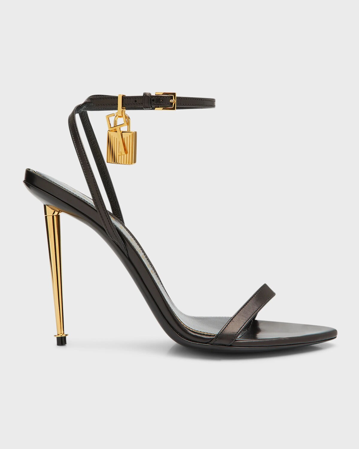 Сандалии на шпильке с замком TOM FORD, цвет Black