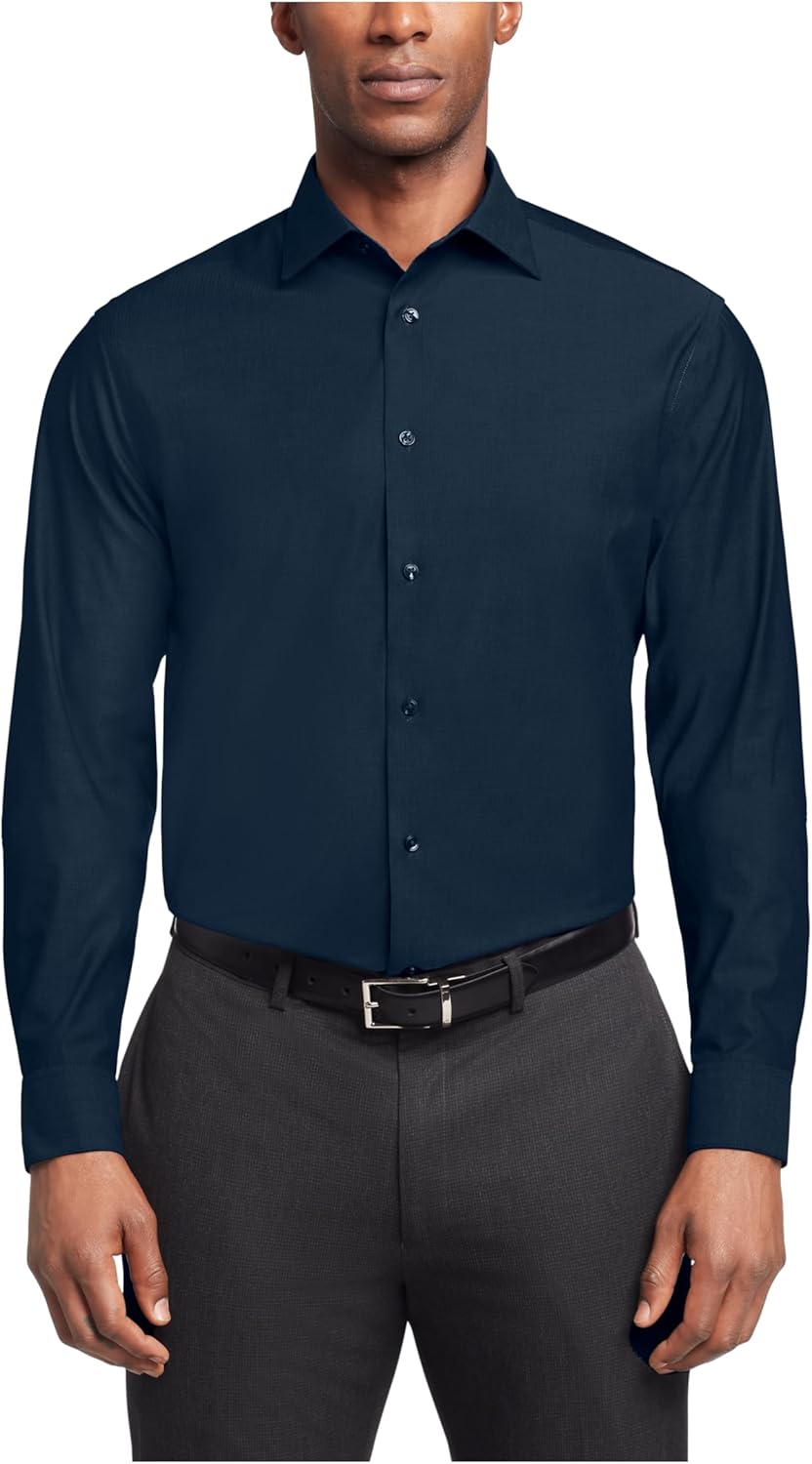 

Мужская рубашка Calvin Klein, классический крой, елочка, эластичная, Cypress