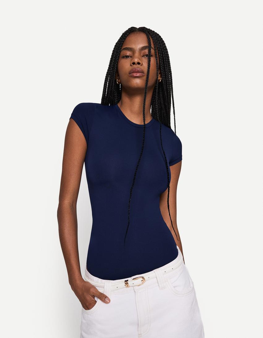 

Боди с коротким рукавом Bershka, синий