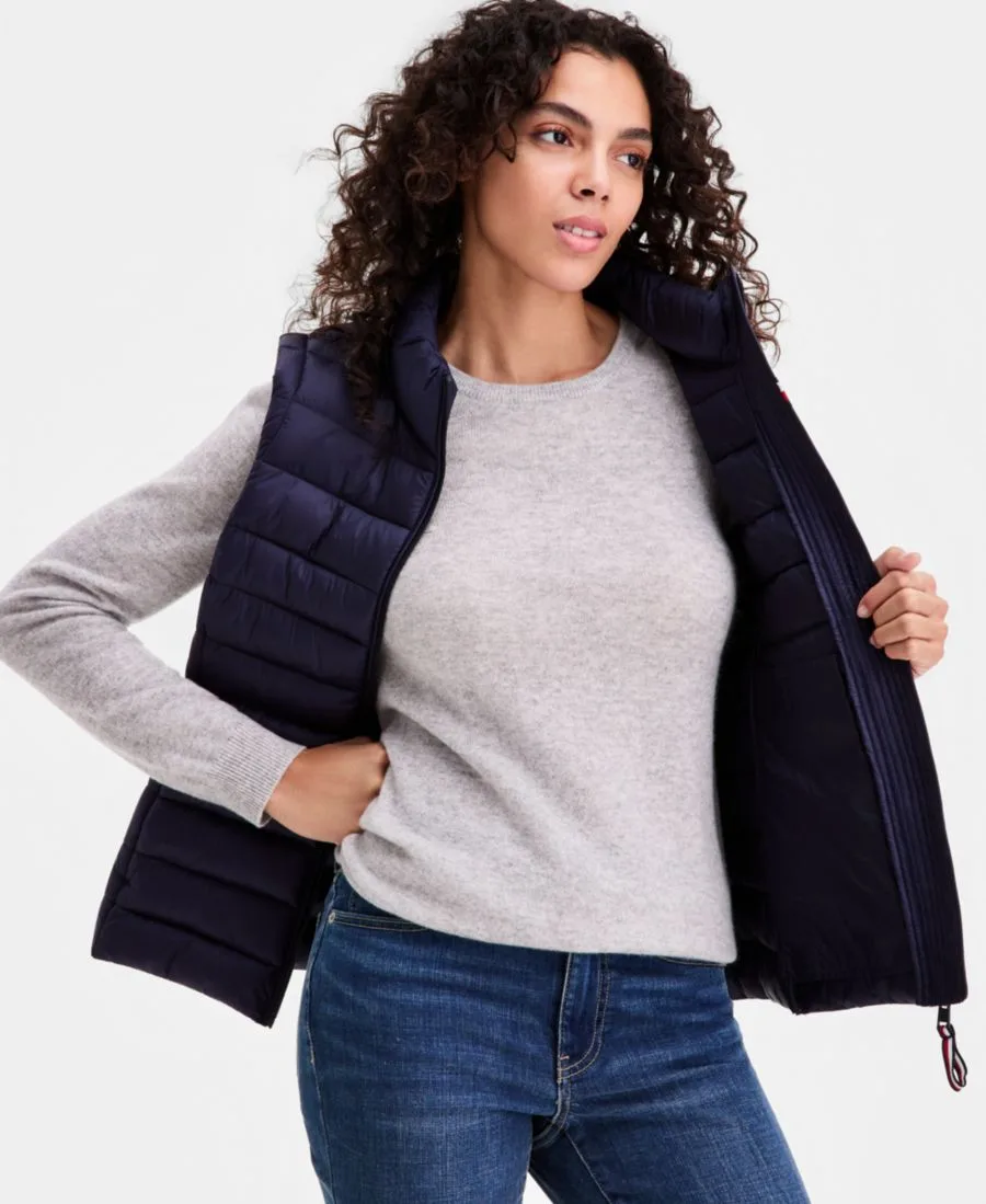 Женский пуховый жилет на молнии спереди Tommy Hilfiger, темно-синий — фото 3