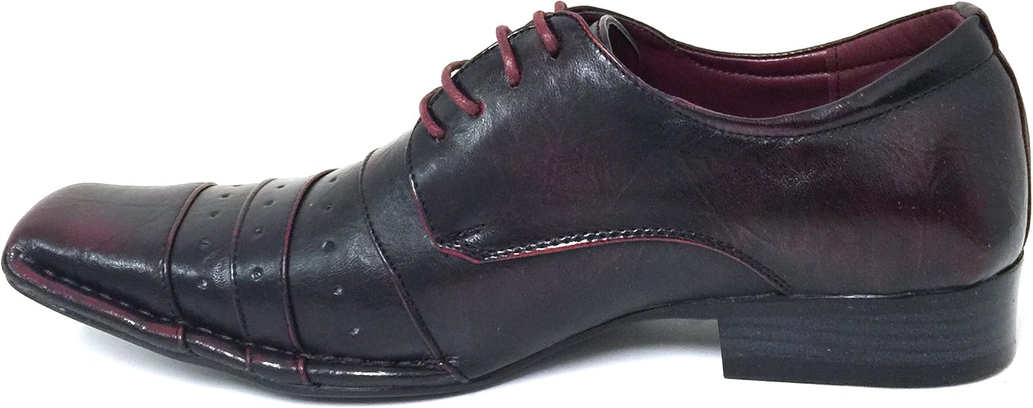 Мужские туфли итальянского стиля Oxfords, с складками, повседневные, модные, на шнуровке, с зауженным носком, черные, синие, бордовые Alberto Fellini — фото 4