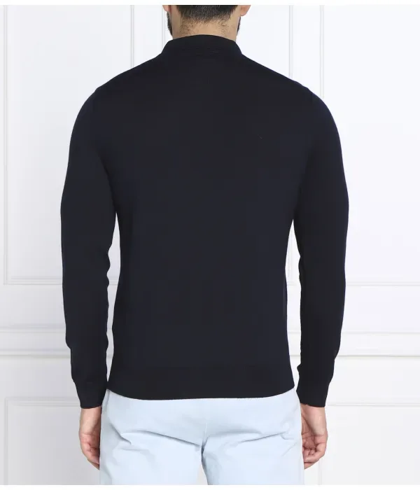 Шерстяная рубашка поло regular fit Boss, темно-синий — фото 3
